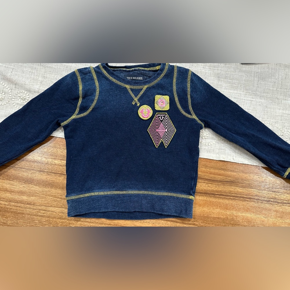True Religion Denim Sweatshirt Girls Size 3T 100% Authentic - Very Good Cond